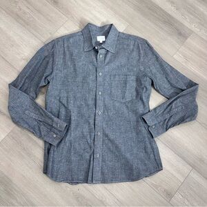 Corridor long sleeve button down shirt grey with red white dots medium